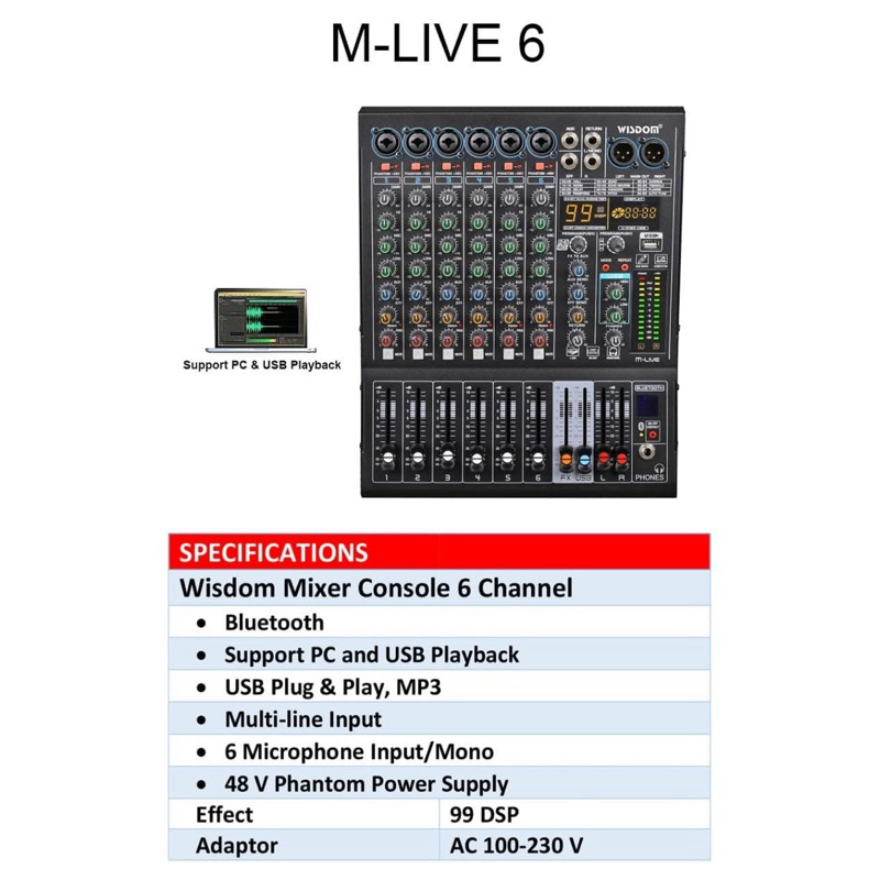 Mixer wisdom m live 6 m-live 6 original