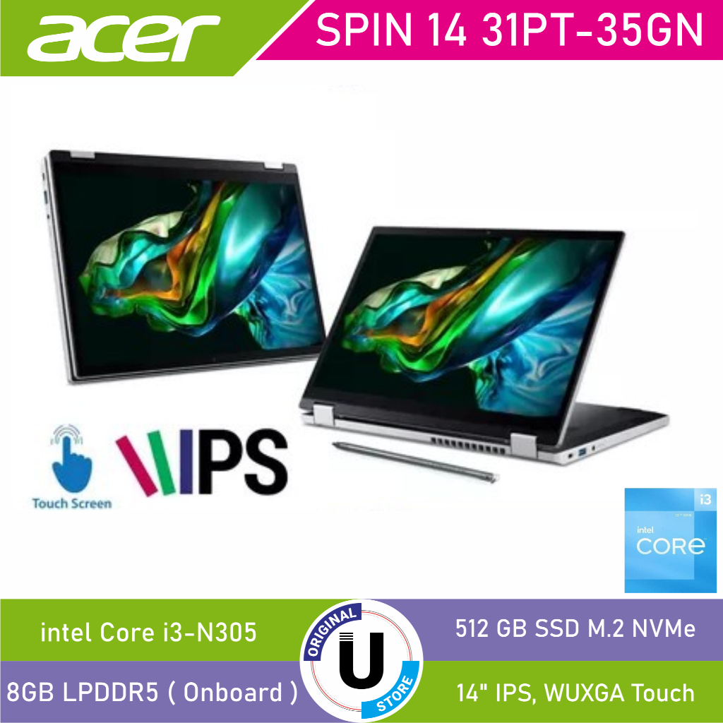 ACER ASPIRE 3 SPIN A3SP14-31PT-35GN INTEL i3 N305 8GB LPDDR5 512GB SSD 14" WUXGA TOUCH WIN11