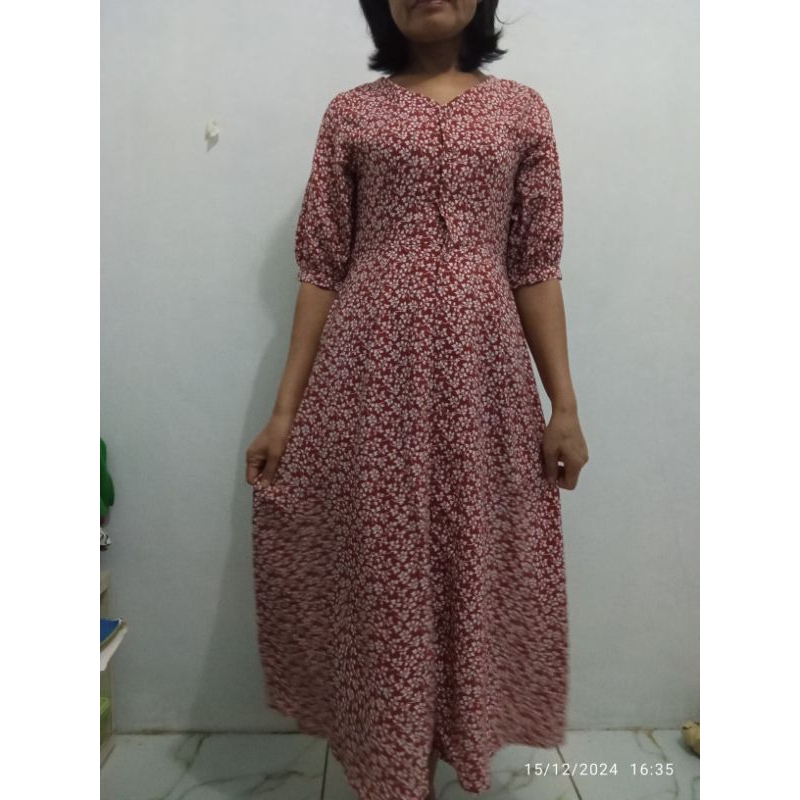 preloved long dress bunga bata colza