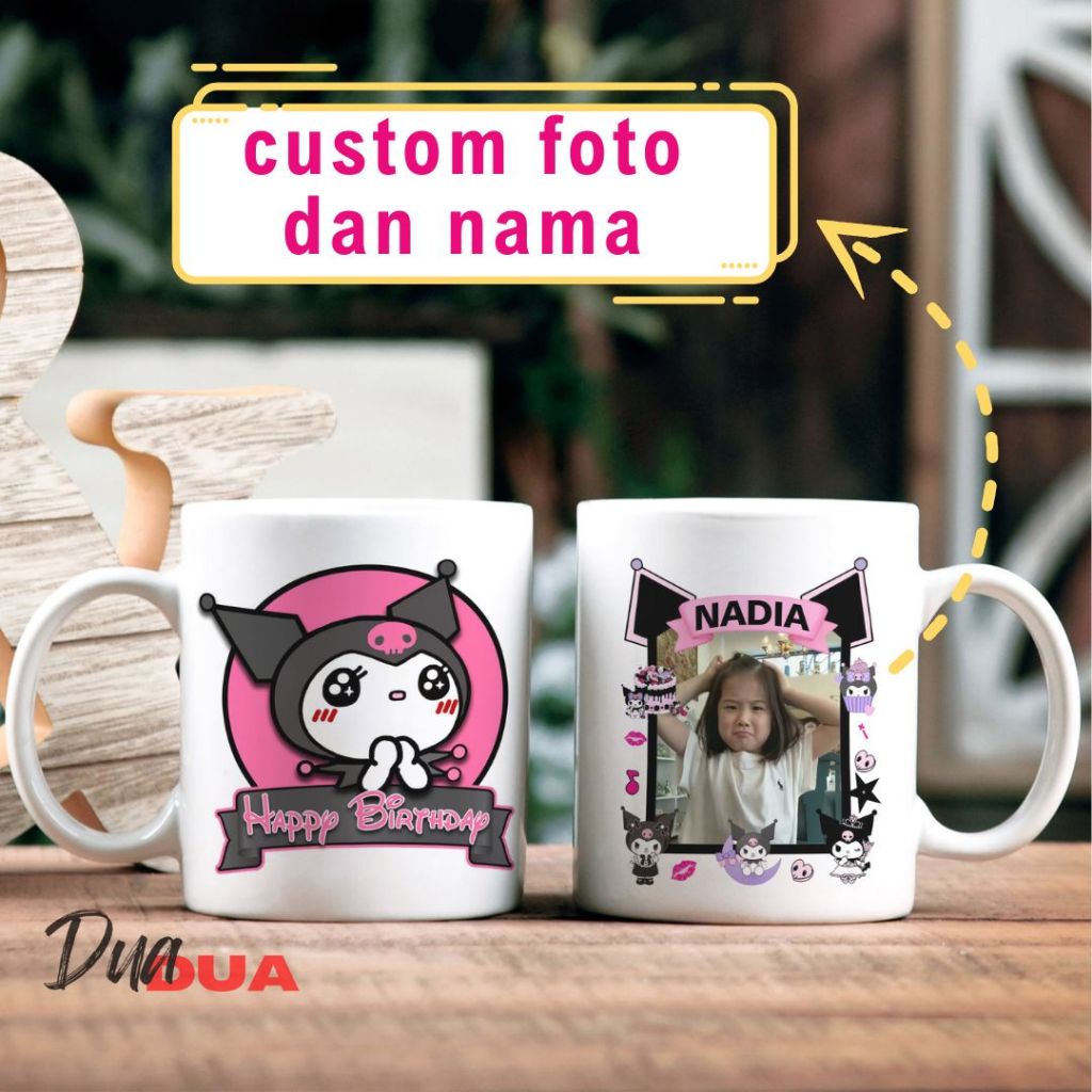 Mug Kuromi Ulang Tahun Custom Foto Cangkir Birthday Kuromi Kado Ultah Gift Koleksi Souvenir Ulang Ta