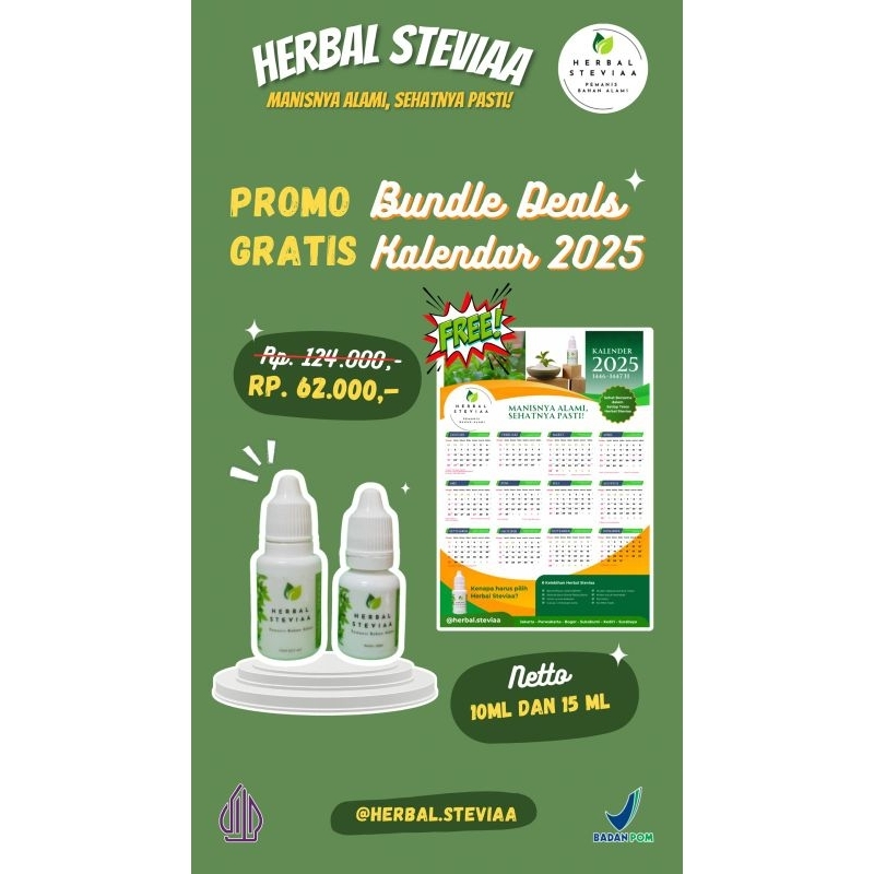 

Herbal Stevia Pemanis Alami/ Herbal Steviaa Bundling 15ml + 10ml
