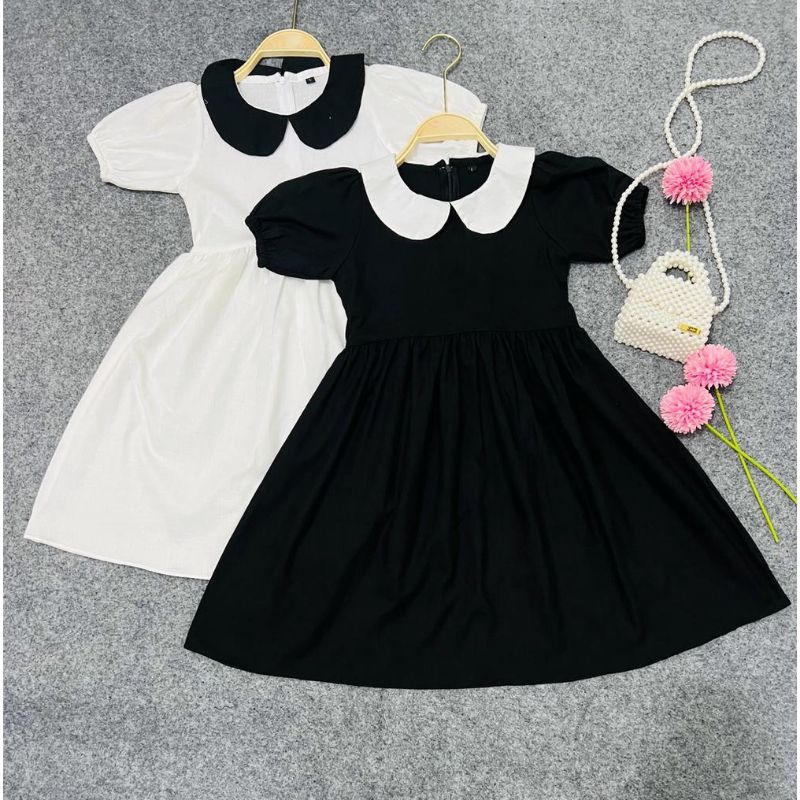Haruna Dress Gaun Anak Hitam Putih terbaru utuk anak usia 1/8 tahun