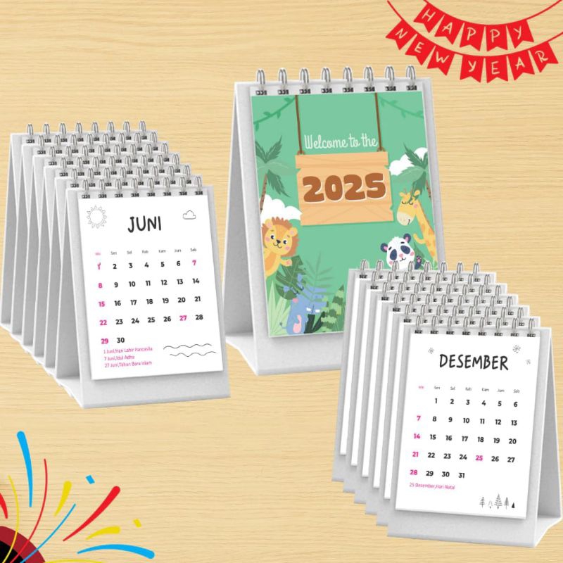 

TOOKE - Kalender 2025 / Calender 2025 / Kalender Meja 2025 Happy New Year / Kalender Mini 2025