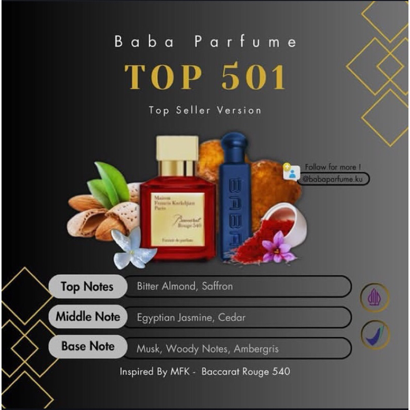 Parfum Viral Baba Parfume Aroma Baccarat Original 100% Best Seller Aroma Tahan Lama