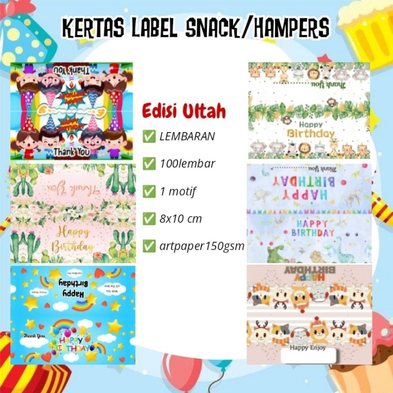 

100lembar Kertas Label Snack / Hampers Mini Edisi Ulang Tahun