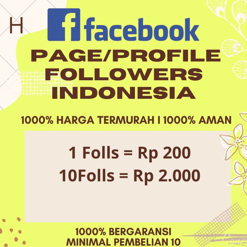 FOLLOWERS FOLLOWER PAGE PROFIL PROFILE INDONESIA INDO FACEBOOK FB FOLLOW GARANSI PERMANEN NON DROP