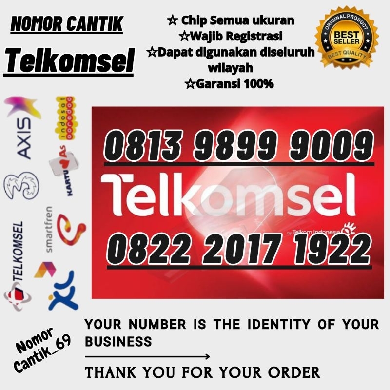 Kartu Perdana Nomor Cantik Telkomsel Simpati Seri Tahun PSHT 1922  98 99 9009