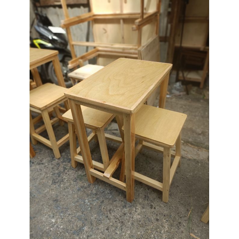 TERMURAH meja makan satu dua kursi satu meja bahan jatibelanda  L30xP30xT50