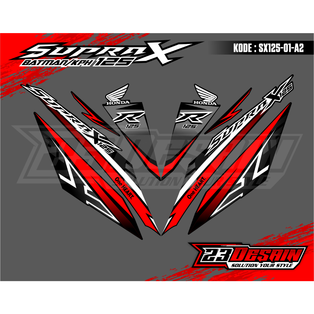 Striping Stiker Polet Sepeda Motor List Honda Supra x 125 batman Racing Standar Variasi Viral PNP ka