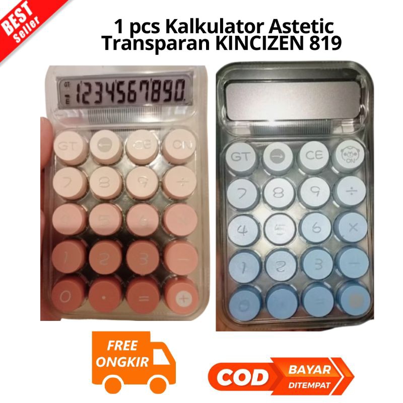 

[JIB] BAYAR DI TEMPAT Kalkulator Tenaga Besar 10 Digit Tampilan HD Calculator Model Transparan KINCIZEN 819 warna biru pink hijau ungu astetic