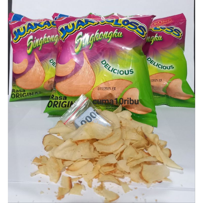 

SNACK BERHADIAH Uang ready stok 1rtg isi 10pcs Juaraglos keripik singkong