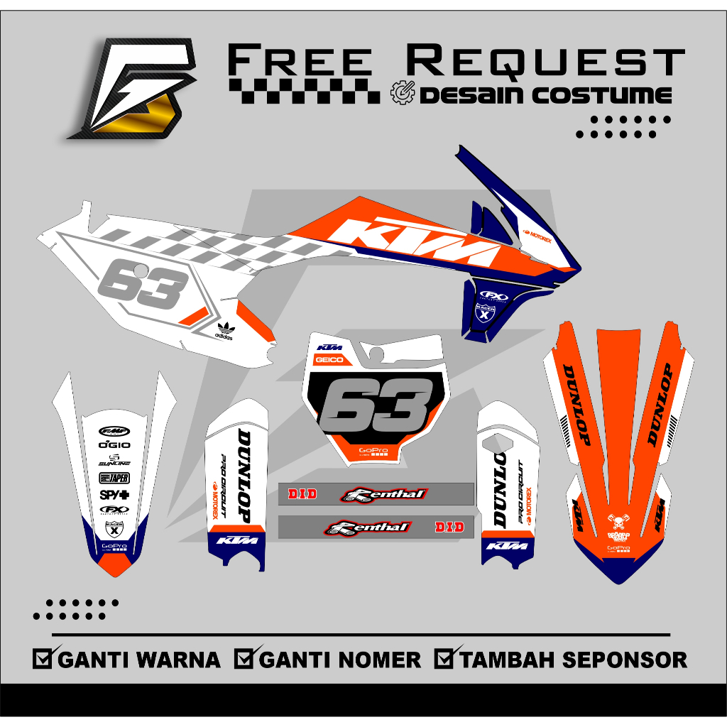 DECAL STICKER KTM 85 2020 DECAL STIKER KTM 85 2020 FULL BODY FREE COSTUME DESIGN
