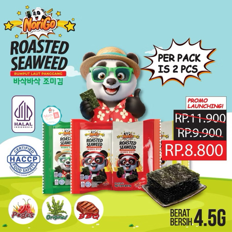 

Norigo Dosirak Rumput Laut Panggang Roasted Seaweed 9GR (isi 2 pcs) | Snack Cemilan MPASI Bayi Anak