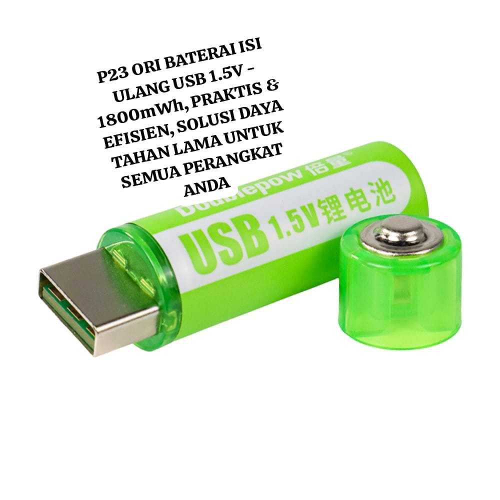 P23 SEPASANG ORI BATERAI ISI ULANG USB 1.5 V 1800 MAH LITHIUM AA A2 VOLT NI MH CAS CASAN BATERE DUAL