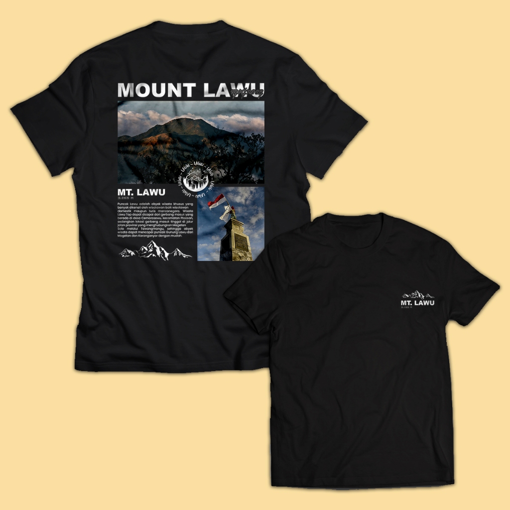 Kaos Pria Pendaki Gunung MT LAWU Dewasa Baju Atasan Unisex PakeKaos