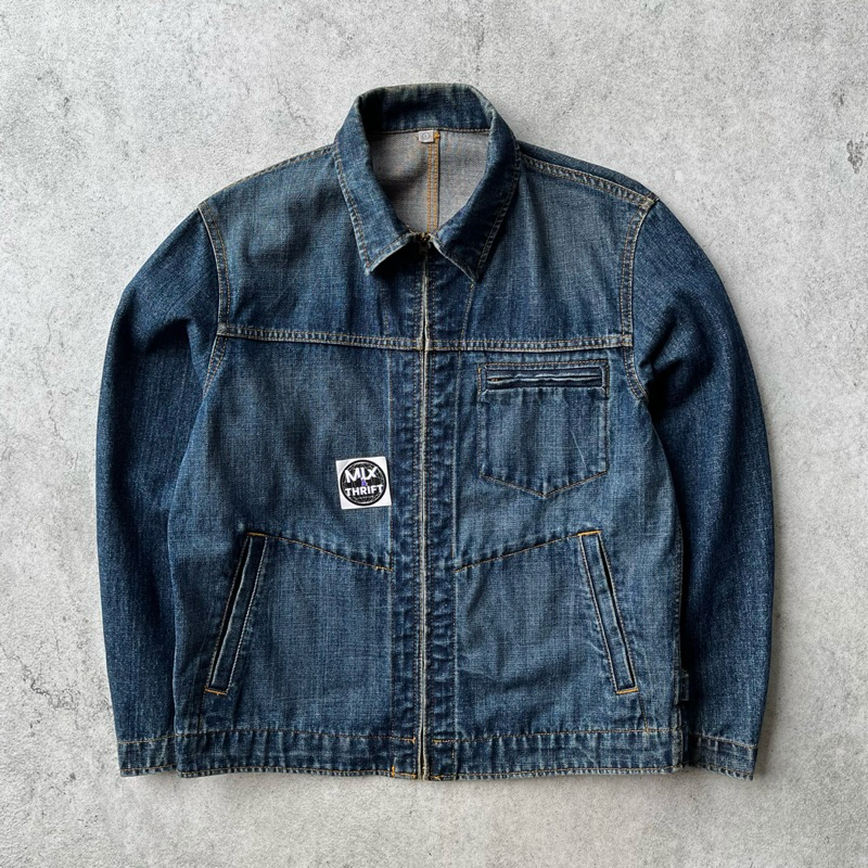 uniqlo denim jaket zipper | work jaket second | work jaket uniqlo