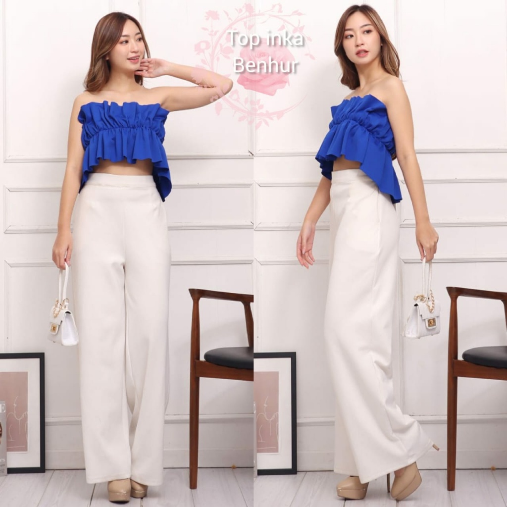 Top Inka Scuba - Baju Fashion Wanita Premium || Atasan Perempuan Crop Top Seksi Korean