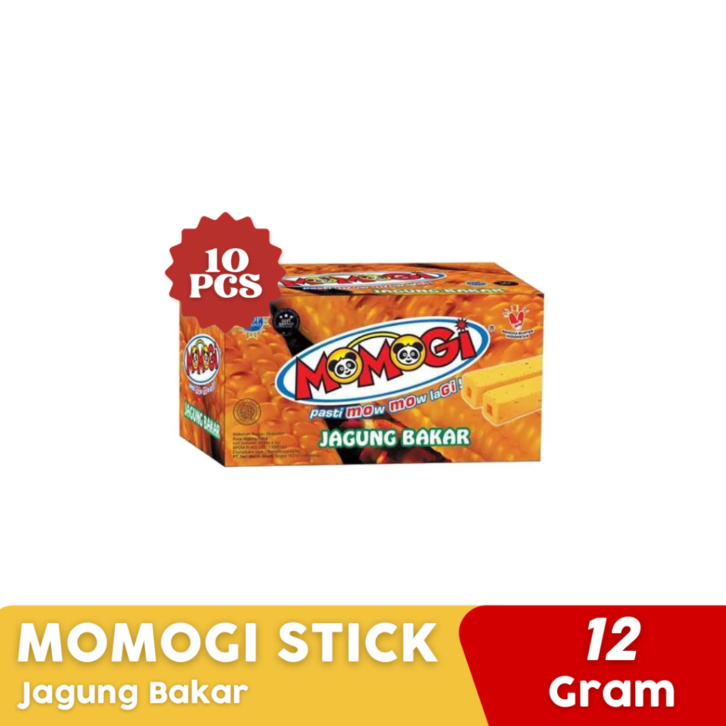 

(PROMO TAHUN BARU) Momogi stick jagung bakar 12gr (1box isi 10pcs) Momogi cemilan makanan ringan rasa jagung bakar ukuran normal satu box