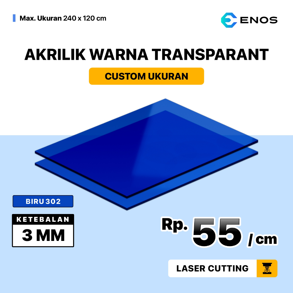 

Akrilik Lembaran Transparan Warna Biru 3mm Custom Ukuran /Acrylic Sheet