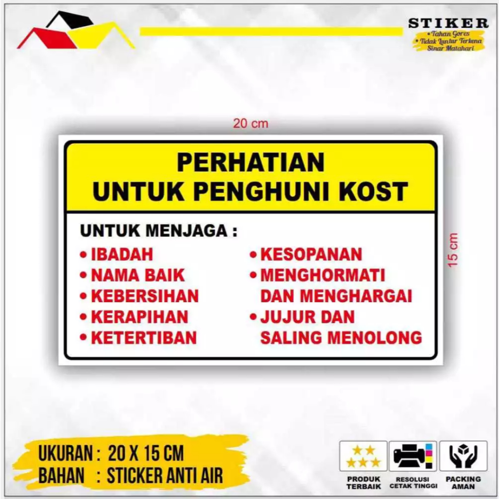 

STIKER ATURAN PENGHUNI KOST