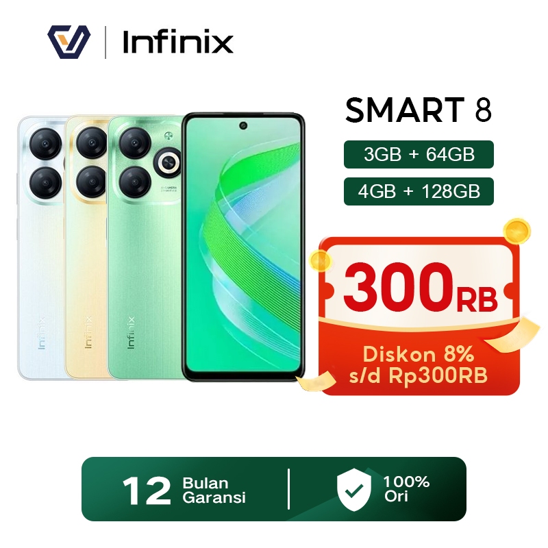 Official Infinix Smart 8 3+64GB/4+128GB  /Smart 8Pro 8+128GB - Up to 6GB RAM - 6.6" Magic Ring - 500