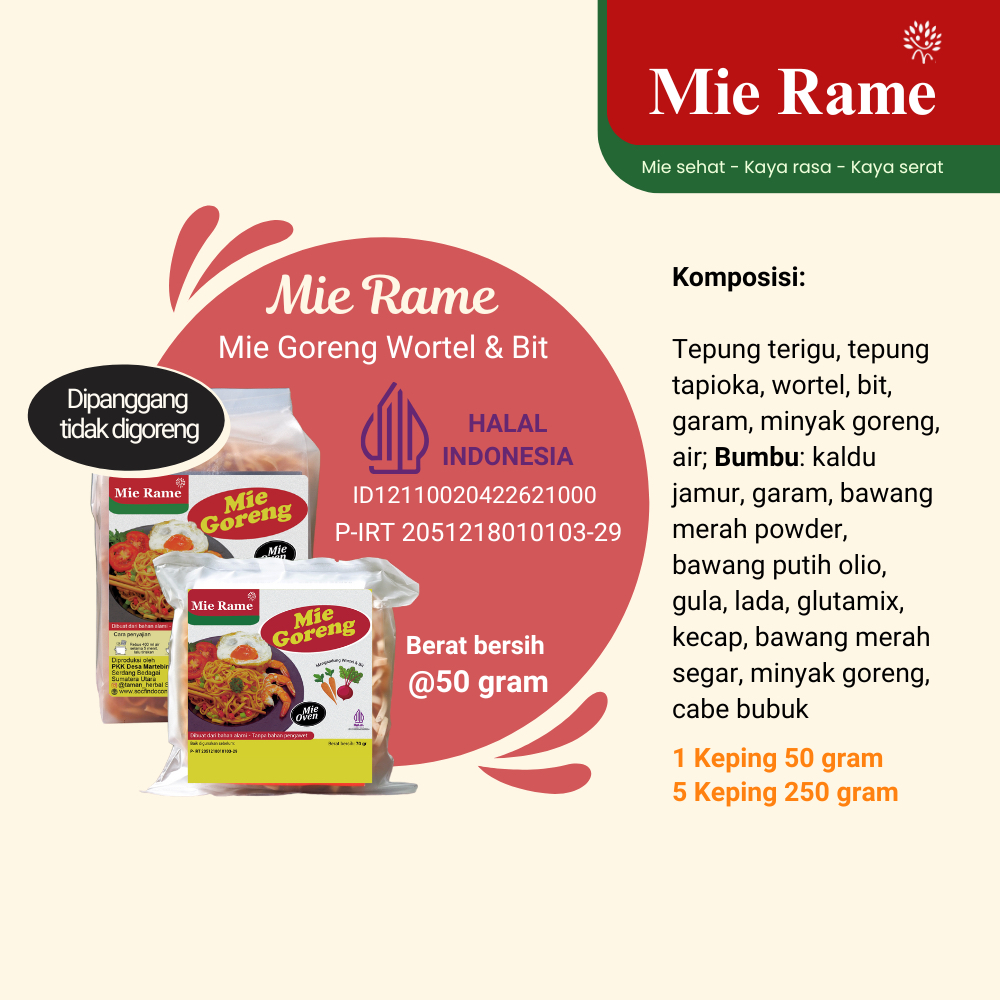 

Mie Rame Goreng Wortel & Bit - Mie Instan Sehat