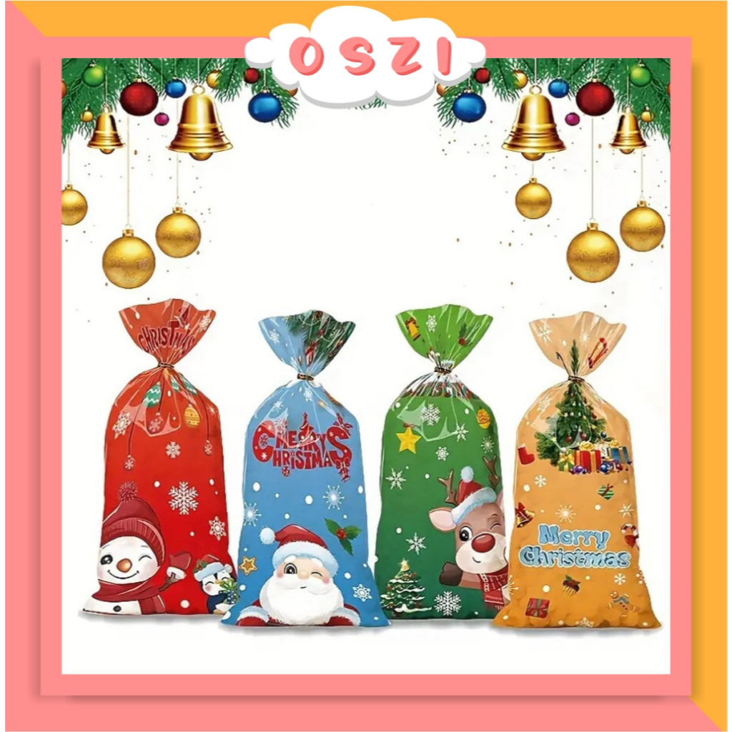 

❄ OSZI ❄ PLASTIK COOKIES SOUVENIR NATAL MIX MOTIF CHRITSMAS SANTA CLAUS LUCU R1197