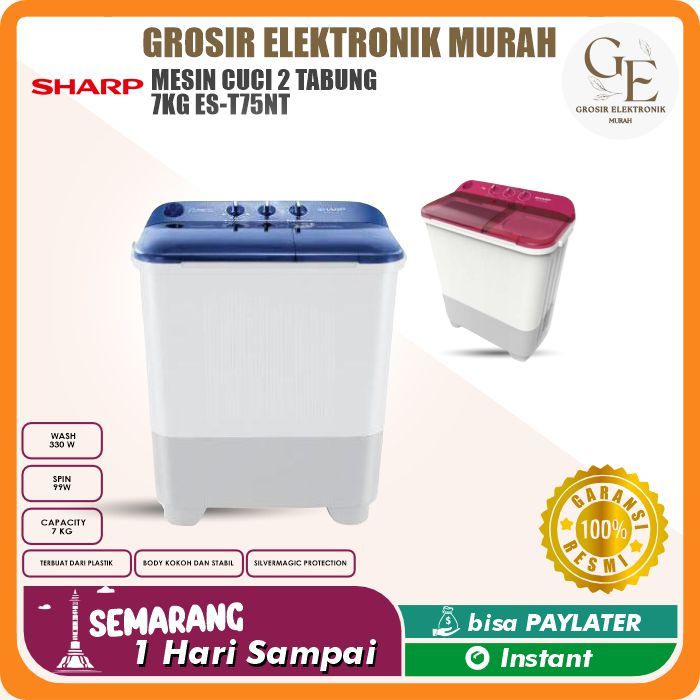 Sharp Mesin cuci 2 Tabung 7Kg ES-T75NT / 75NT / 75 NT