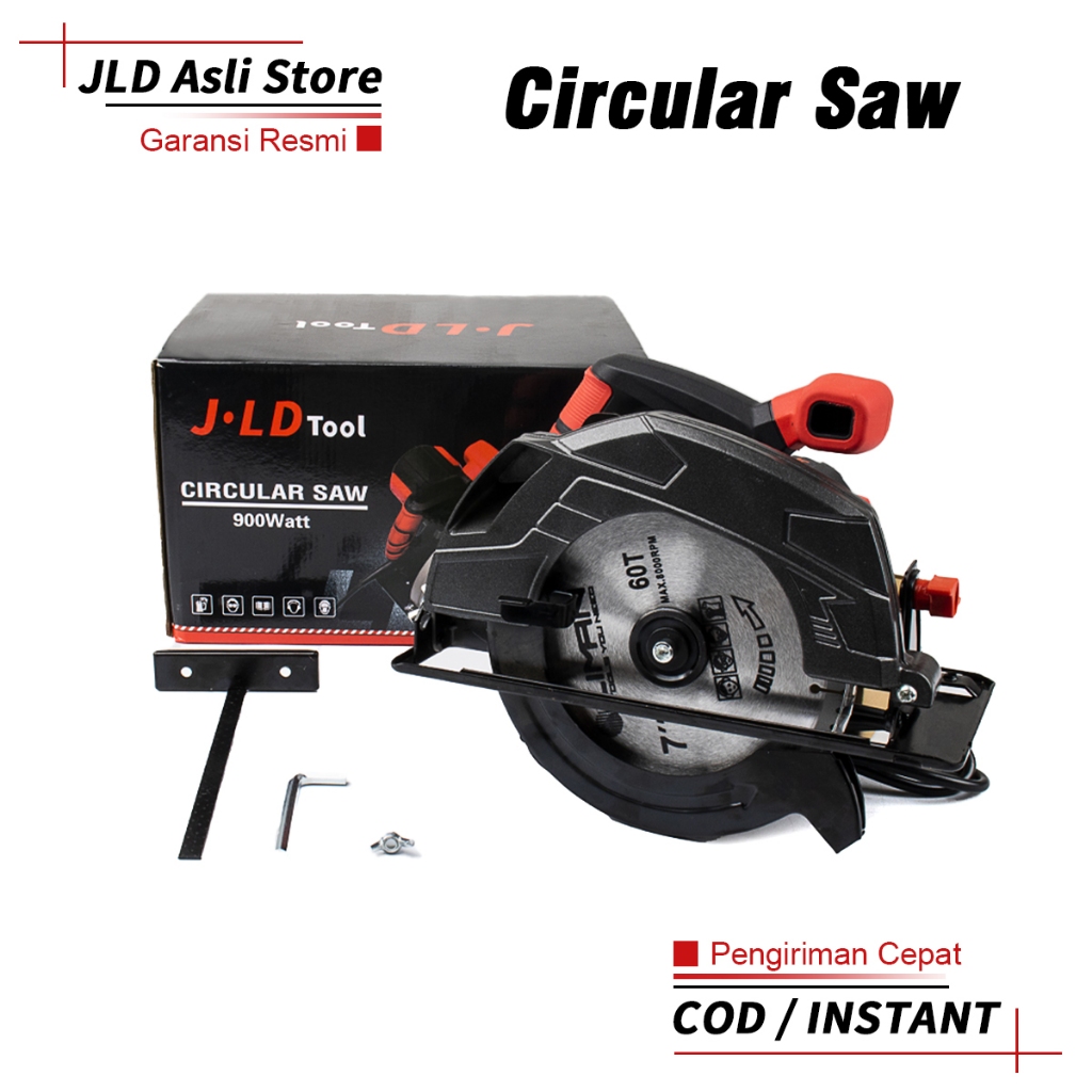 JLD Circular Saw Gergaji Kayu Listrik 900W Circular Saw 7 Inch Mesin Serkel Kayu Sirkular Saw Mesin 