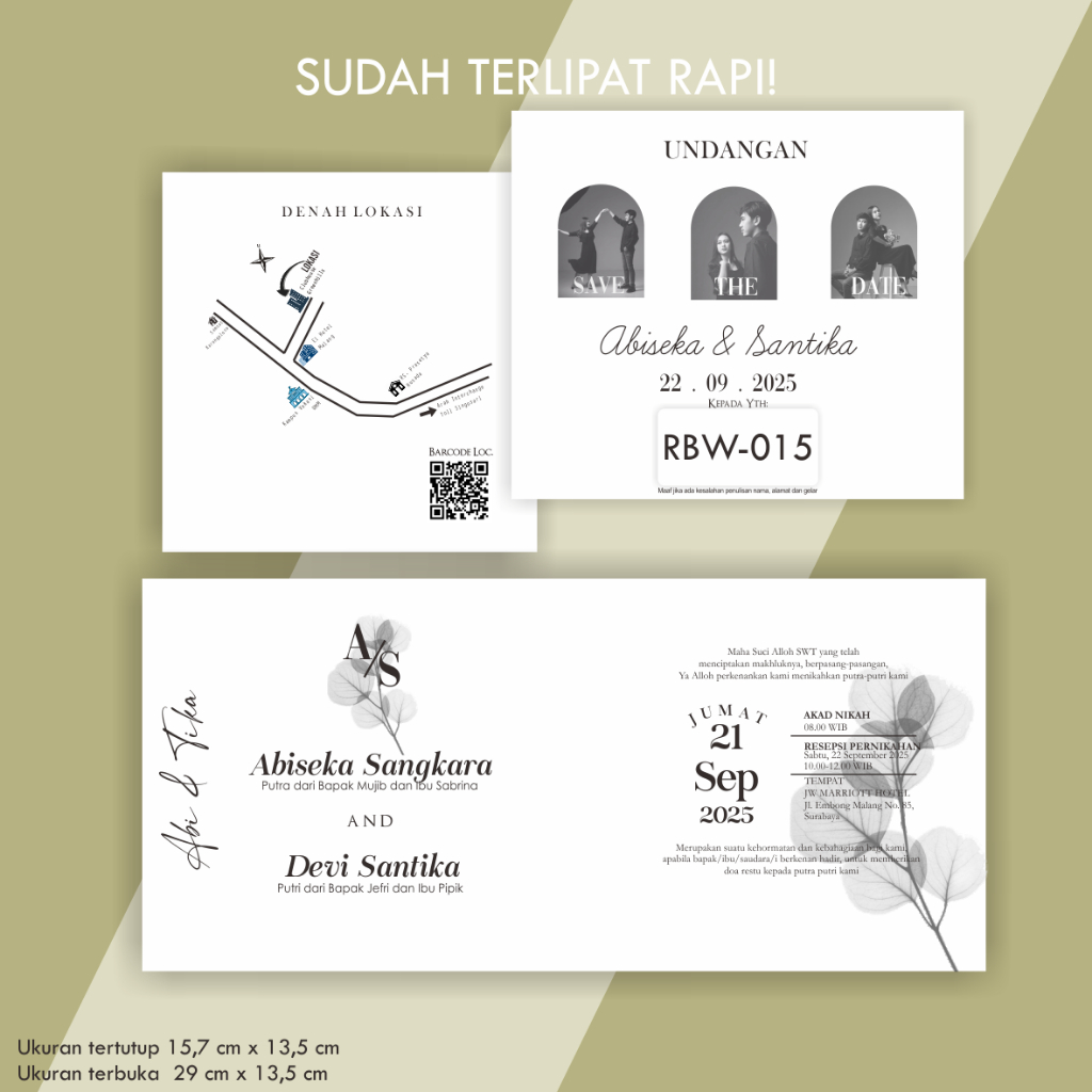 Undangan Costum Template Hitam Putih, Undangan Seri RBW - 015 , Undangan Pernikahan Kekinian, Undang