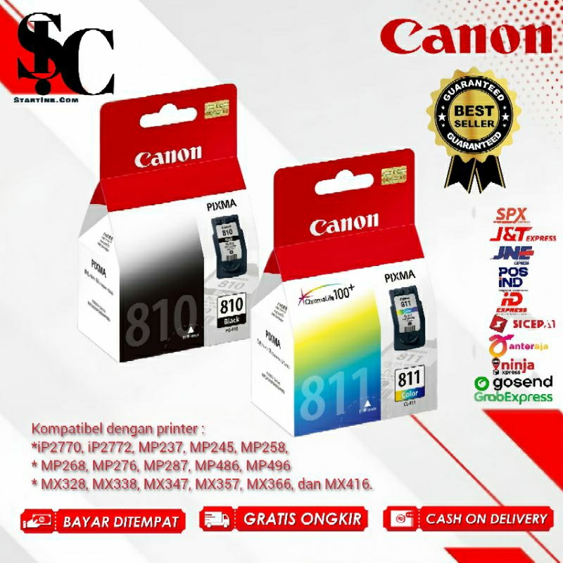 1Set Tinta Catridge Canon 810 811 Black Colour for ip2770, mp287,mp245, mp237 Ink Cartridge