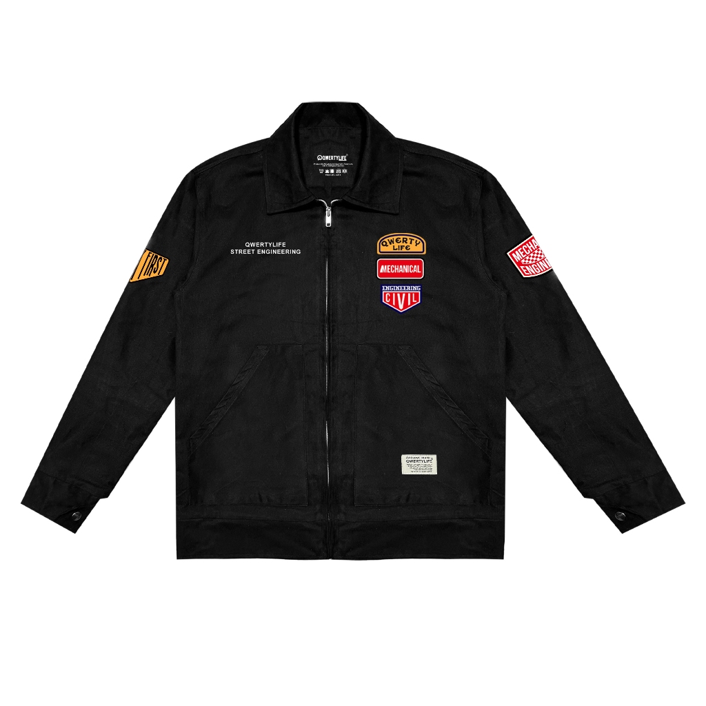 Qwertylife Work Jacket Street Engineering Black