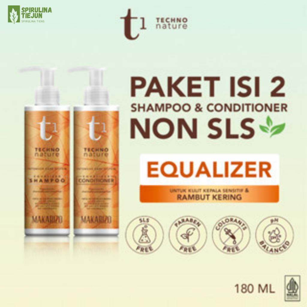 (TERMURAH) Makarizo T1 Techno Nature Equalizer Shampoo & Conditioner 180 mL - Shampo Conditioner Non