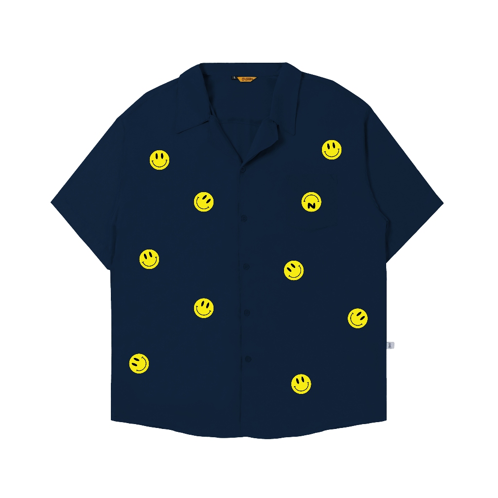 Shirt/Kemeja Navy Million Smile Rayon Free Sticker Nameless Society