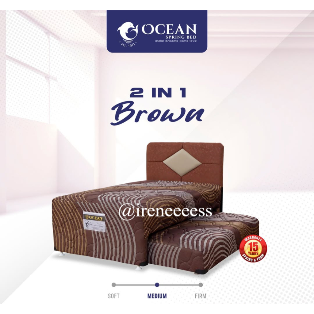 [ 2IN1 OCEAN C-CLASS BROWN ] KASUR SPRING BED 2IN1 SORONG / KASUR DORONG 2IN1 WARNA COKELAT GARANSI 