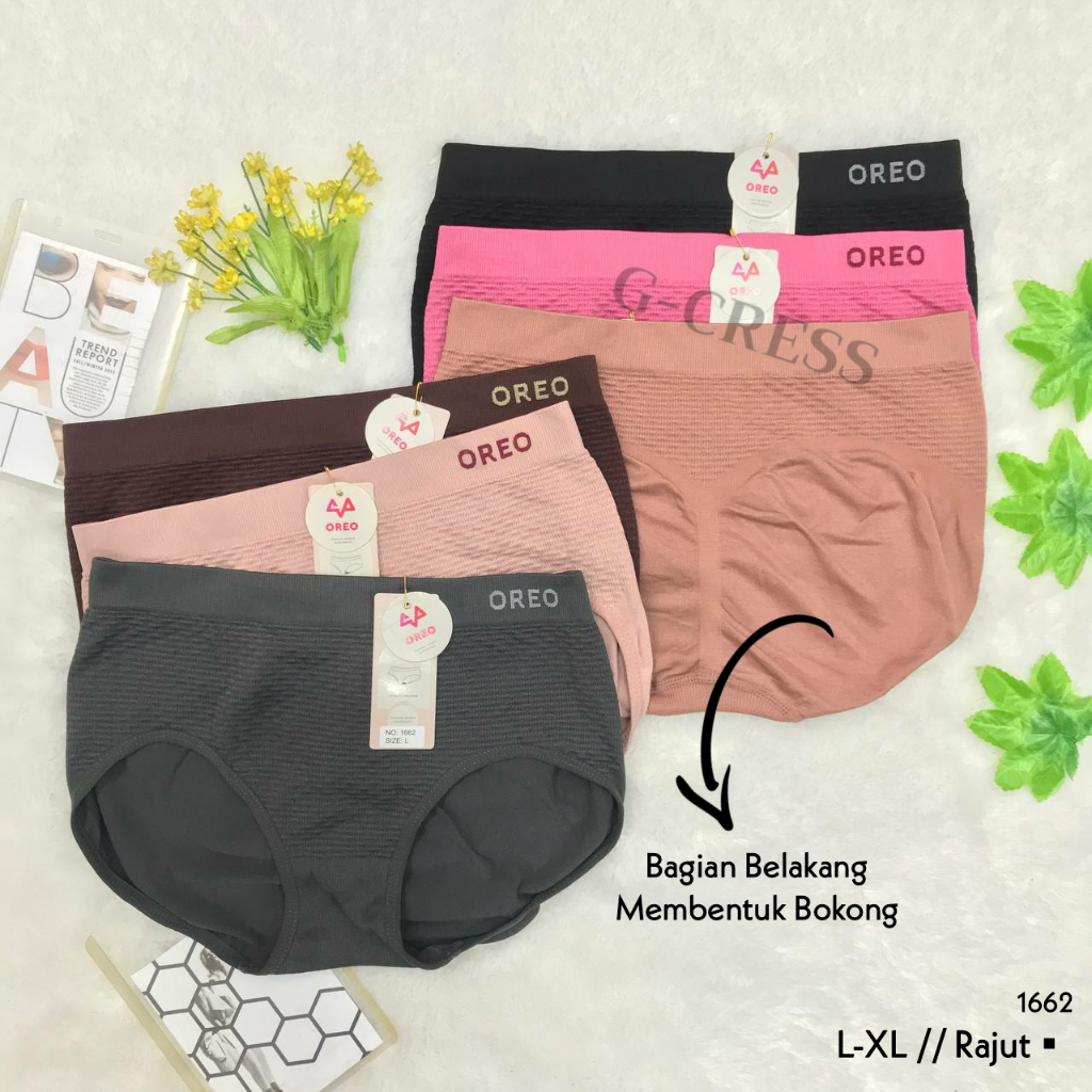 OREO | Celana Dalam Cewek  Murah L, XL/CD Wanita Dewasa Sepinggang Rajut Polos Lembut Ngaret Import/