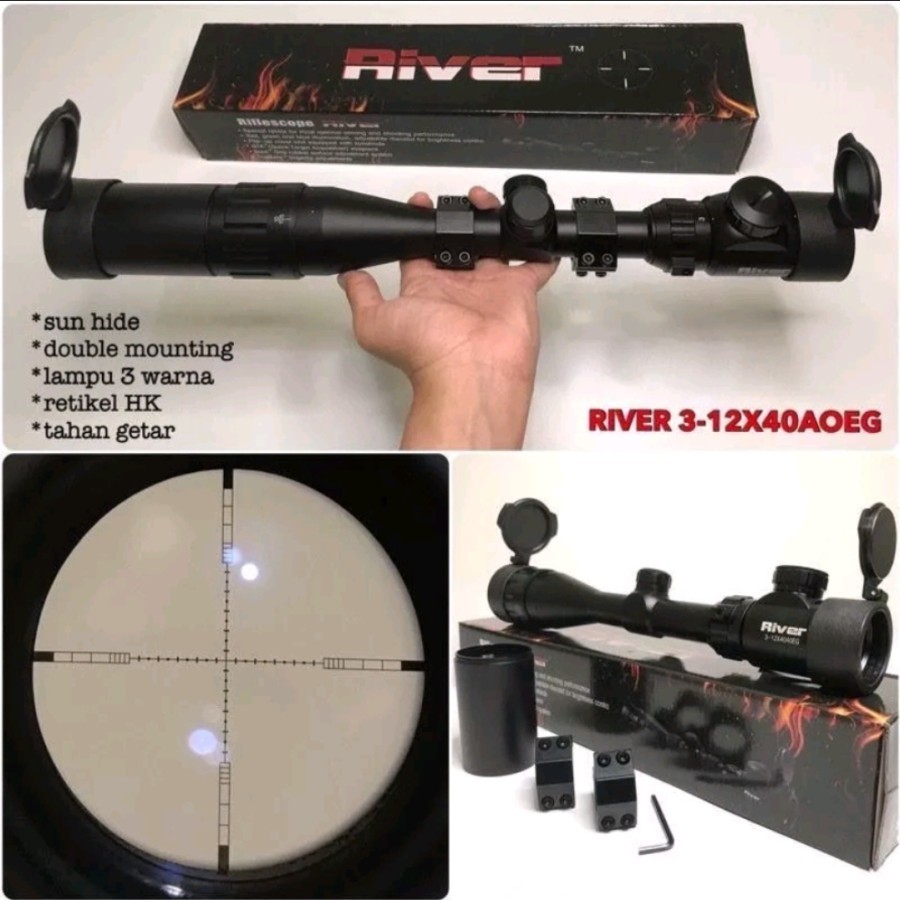 Teleskop River 3-12x40 AOEG tutup flip