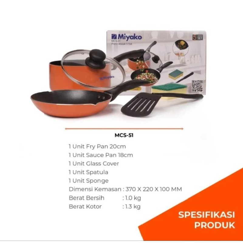 Panci Teflon Set Miyako MCS-51 / MCS 51 / Panci Miyako
