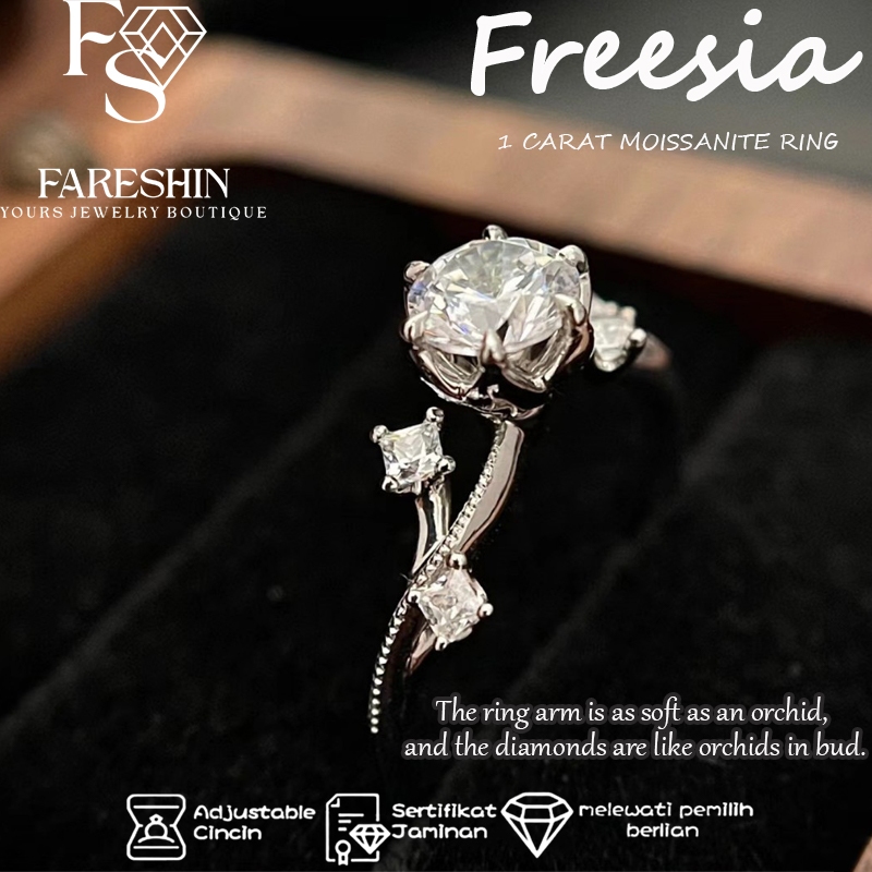Cincin Moissanite Freesia 1.0 Carat Fareshin Jewellery