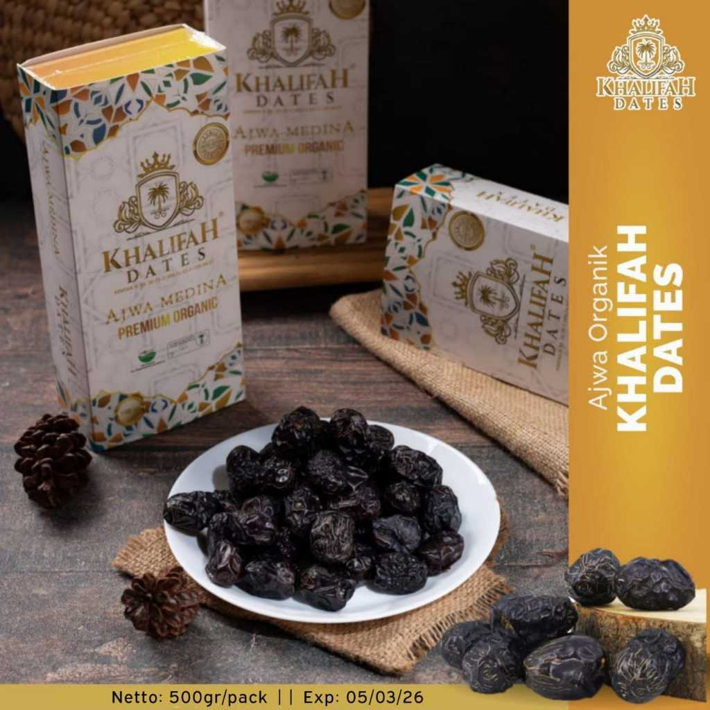 

KURMA AJWA MEDINA ORGANIC KHALIFAH KEMASAN PACK 500GRAM