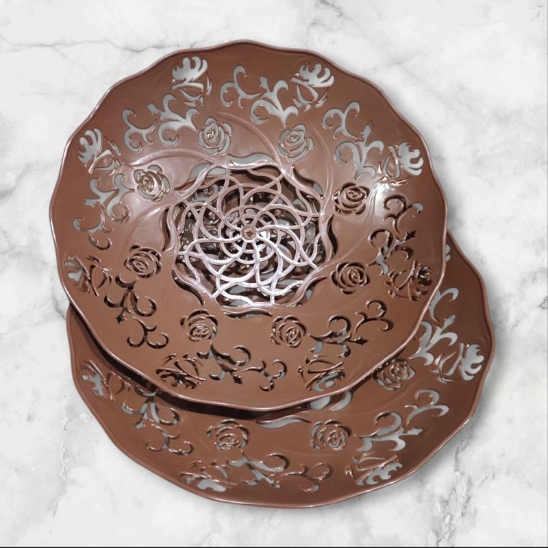 Piring Mawar Plastik (12 pcs) / Piring Bunga / Piring Anyam