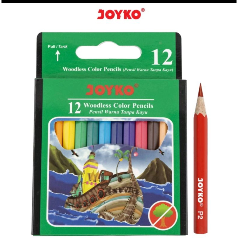 

Joyko 12 warna - pensil warna pendek CP-107