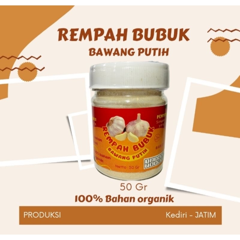 

Bawang Putih Bubuk 50g ||Rempah bubuk 100% organik tanpa campuran