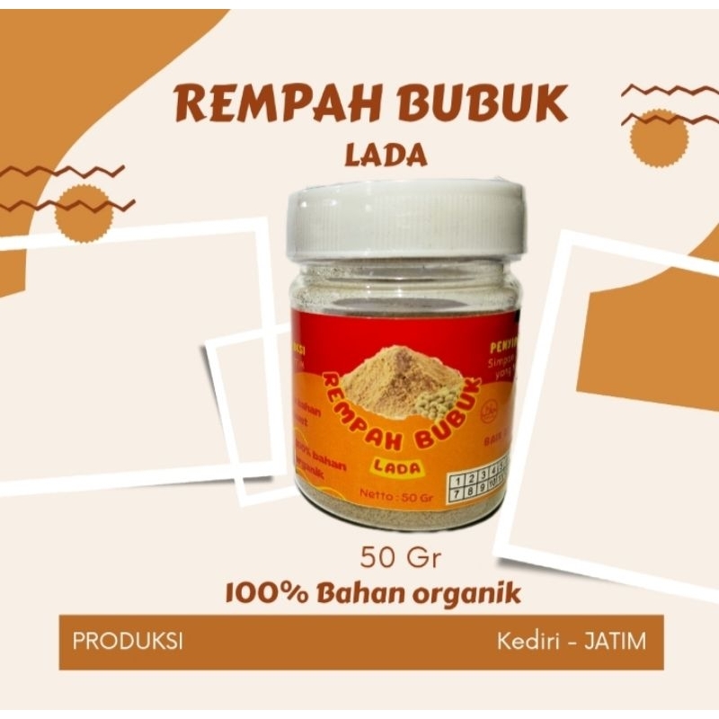 

Lada Bubuk 50g || Rempak bubuk 100% organik tanpa campuran