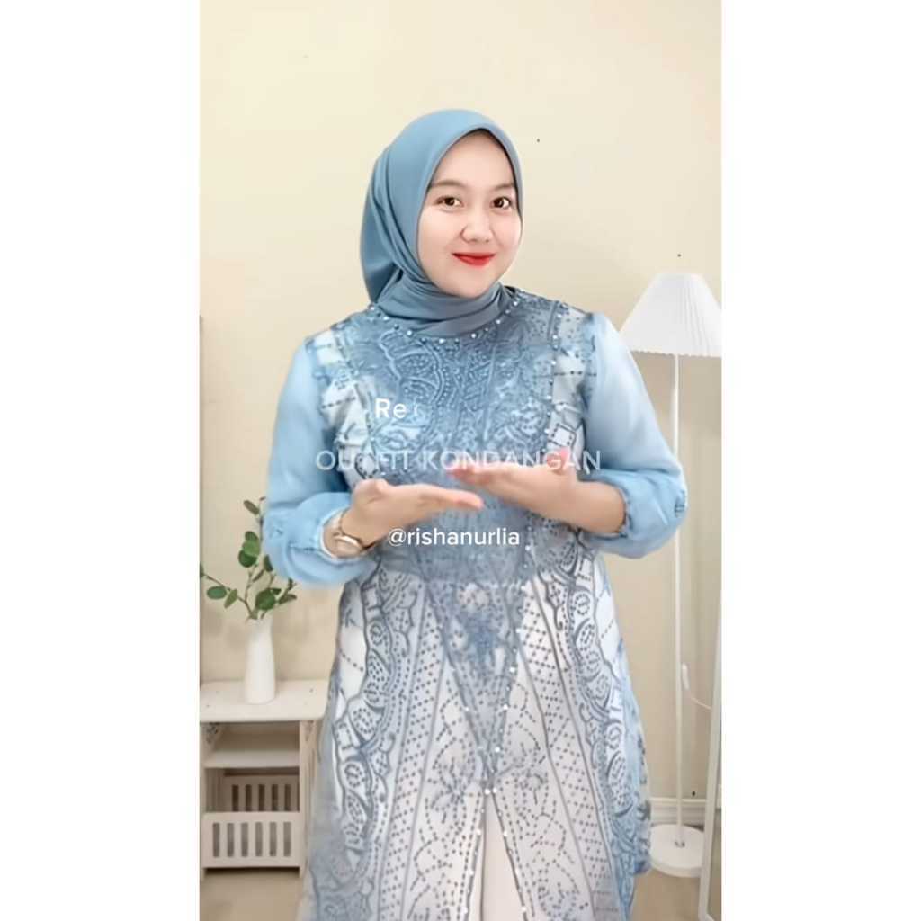 Fiona Outer Tunik Jumbo LD120 Brokat Organza Payet Brukat Hari Raya Kondangan Wisudaan Lebaran