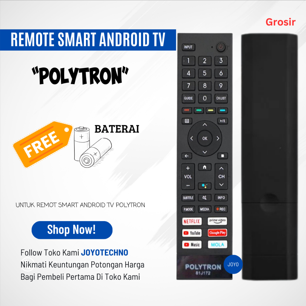 Remote TV Polytron 32 inch PLD 32AG5759 Android Smart TV 81J208 /Remot Smart TV Polytron 81J172