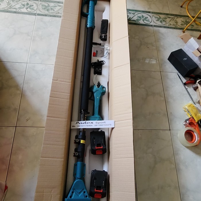 Padox Gunting Dahan Durian Galah 2,75m  Pruning  Elektrik Battery Gunting Elektrik  Gunting Pohon