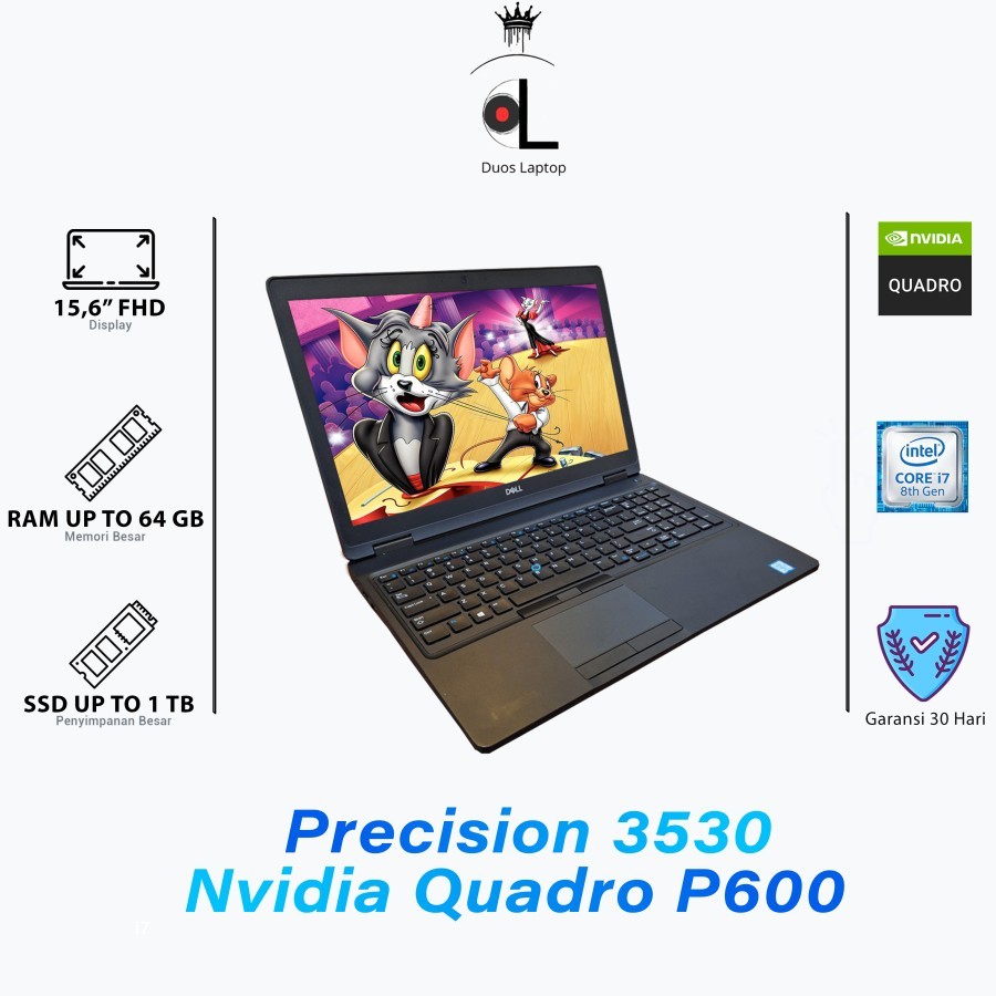 Dell Precision 3530 | Intel Core i7 Gen 8| RAM 32 GB SSD 512 GB | NVIDIA Quadro P600 4GB | Laptop De