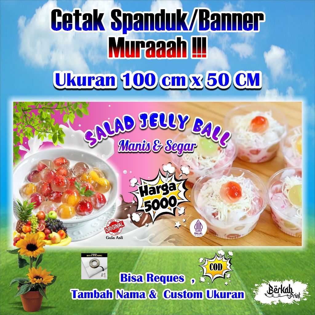 Spanduk Banner Salad Jelly Ukuran 100 cm x 60 cm