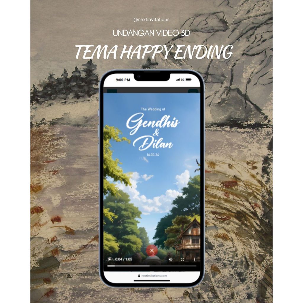 Undangan Digital Video 3D Pernikahan Premium Aesthetic | Undangan Video 3D Tema Happy Ending